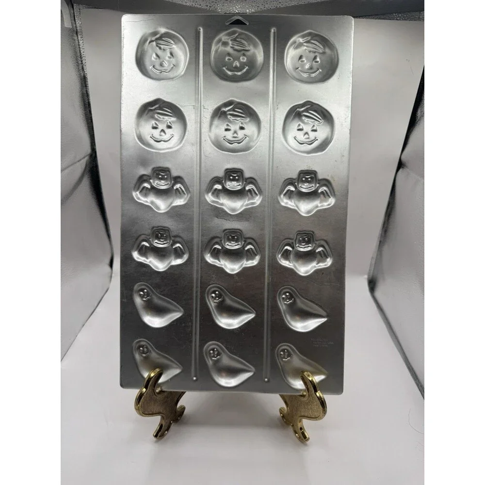 Vintage Two Amscan Halloween Metal Cookie Pan Mold Tray Press Sheets